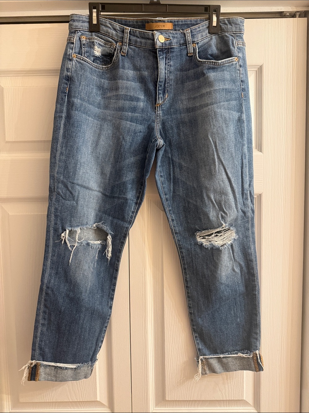 Joe's The Smith Jeans Light Blue Distressed Mid-rise straight crop.  Size 30.